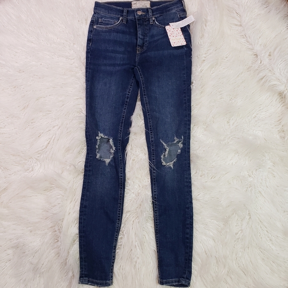 Free People Denim - Free People Ripped High Waisted Ankle Skinny Jeans